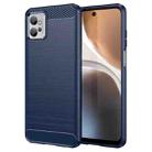 For Motorola Moto G32 Brushed Texture Carbon Fiber TPU Phone Case(Blue) - 1