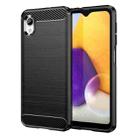 For Samsung Galaxy A22e Brushed Texture Carbon Fiber TPU Phone Case(Black) - 1