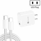 PD11 Single PD3.0 USB-C / Type-C 20W Fast Charger with 1m Type-C to Type-C Data Cable, US Plug(White) - 1