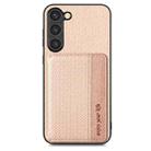 For Samsung Galaxy S23+ 5G Carbon Fiber Magnetic Card Bag Phone Case(Khaki) - 1