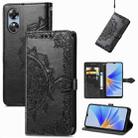 For OPPO  A17 Mandala Flower Embossed Leather Phone Case(Black) - 1