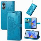 For OPPO  A17 Mandala Flower Embossed Leather Phone Case(Blue) - 1