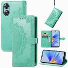 For OPPO  A17 Mandala Flower Embossed Leather Phone Case(Green) - 1