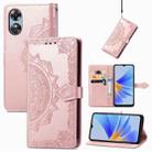 For OPPO  A17 Mandala Flower Embossed Leather Phone Case(Rose Gold) - 1