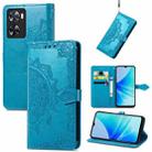 For OPPO  A57 4G Mandala Flower Embossed Leather Phone Case(Blue) - 1
