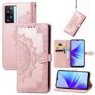 For OPPO A57s Mandala Flower Embossed Leather Phone Case(Rose Gold) - 1