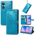 For OPPO A97 5G Mandala Flower Embossed Leather Phone Case(Blue) - 1