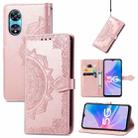 For OPPO A97 5G Mandala Flower Embossed Leather Phone Case(Rose Gold) - 1