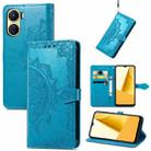 For vivo Y16 Mandala Flower Embossed Leather Phone Case(Blue) - 1