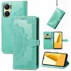 For vivo Y16 Mandala Flower Embossed Leather Phone Case(Green) - 1