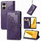 For vivo Y16 Mandala Flower Embossed Leather Phone Case(Purple) - 1