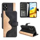 For Xiaomi Poco M5 4G Stitching Horizontal Flip Leather Phone Case(Black) - 1