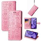 For Motorola Edge 30 Neo Cute Cat and Dog Embossed Leather Phone Case(Pink) - 1