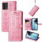 For Motorola Moto G72 Cute Cat and Dog Embossed Leather Phone Case(Pink) - 1