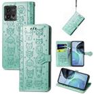 For Motorola Moto G72 Cute Cat and Dog Embossed Leather Phone Case(Green) - 1