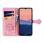 For Nokia C21 Cute Cat and Dog Embossed Leather Phone Case(Pink) - 3
