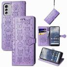 For Nokia G60 Cute Cat and Dog Embossed Leather Phone Case(Purple) - 1
