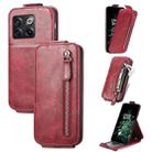 For OnePlus 10T Zipper Wallet Vertical Flip Leather Phone Case(Red) - 1