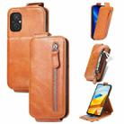 For Xiaomi Poco M5 Zipper Wallet Vertical Flip Leather Phone Case(Brown) - 1