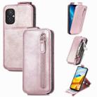 For Xiaomi Poco M5 Zipper Wallet Vertical Flip Leather Phone Case(Rose Gold) - 1