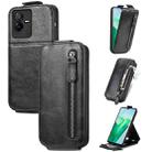 For vivo T2X 5G Zipper Wallet Vertical Flip Leather Phone Case(Black) - 1