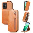 For vivo T2X 5G Zipper Wallet Vertical Flip Leather Phone Case(Brown) - 1