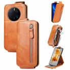 For Huawei Mate 50 Pro Zipper Wallet Vertical Flip Leather Phone Case(Brown) - 1