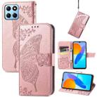 For Honor X8 5G Butterfly Love Flower Embossed Leather Phone Case(Rose Gold) - 1