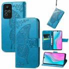 For Infinix Note 11 Butterfly Love Flower Embossed Leather Phone Case(Blue) - 1