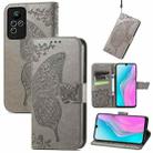 For Infinix Note 11 Butterfly Love Flower Embossed Leather Phone Case(Gray) - 1