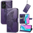 For Infinix Note 11 Butterfly Love Flower Embossed Leather Phone Case(Purple) - 1