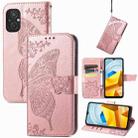 For Xiaomi Poco M5 Butterfly Love Flower Embossed Leather Phone Case(Rose Gold) - 1