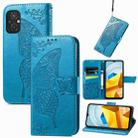 For Xiaomi Poco M5 Butterfly Love Flower Embossed Leather Phone Case(Blue) - 1
