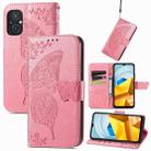 For Xiaomi Poco M5 Butterfly Love Flower Embossed Leather Phone Case(Pink) - 1