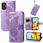 For Xiaomi Poco M5 Butterfly Love Flower Embossed Leather Phone Case(Lavender) - 1