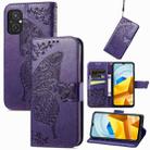 For Xiaomi Poco M5 Butterfly Love Flower Embossed Leather Phone Case(Purple) - 1