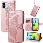 For Xiaomi Redmi A1+ Butterfly Love Flower Embossed Leather Phone Case(Rose Gold) - 1