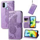 For Xiaomi Redmi A1+ Butterfly Love Flower Embossed Leather Phone Case(Lavender) - 1