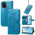 For UMIDIGI A13S Butterfly Love Flower Embossed Leather Phone Case(Blue) - 1