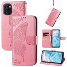 For UMIDIGI A13S Butterfly Love Flower Embossed Leather Phone Case(Pink) - 1