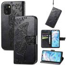 For UMIDIGI A13S Butterfly Love Flower Embossed Leather Phone Case(Black) - 1