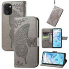 For UMIDIGI A13S Butterfly Love Flower Embossed Leather Phone Case(Gray) - 1