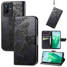 For vivo T2X 5G Butterfly Love Flower Embossed Leather Phone Case(Black) - 1