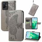 For vivo T2X 5G Butterfly Love Flower Embossed Leather Phone Case(Gray) - 1