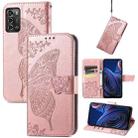 For ZTE Blade A72 4G Butterfly Love Flower Embossed Leather Phone Case(Rose Gold) - 1