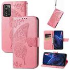 For ZTE Blade A72 4G Butterfly Love Flower Embossed Leather Phone Case(Pink) - 1