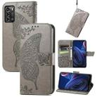 For ZTE Blade A72 4G Butterfly Love Flower Embossed Leather Phone Case(Gray) - 1