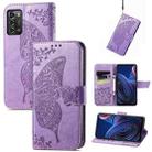 For ZTE Blade A72 4G Butterfly Love Flower Embossed Leather Phone Case(Lavender) - 1