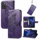 For ZTE Blade A72 4G Butterfly Love Flower Embossed Leather Phone Case(Purple) - 1