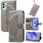 For ZTE Blade V40 Pro Butterfly Love Flower Embossed Leather Phone Case(Gray) - 1